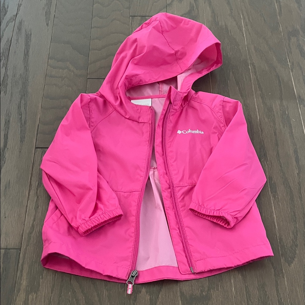 Columbia Bright Pink Hooded Kids Shell Jacket